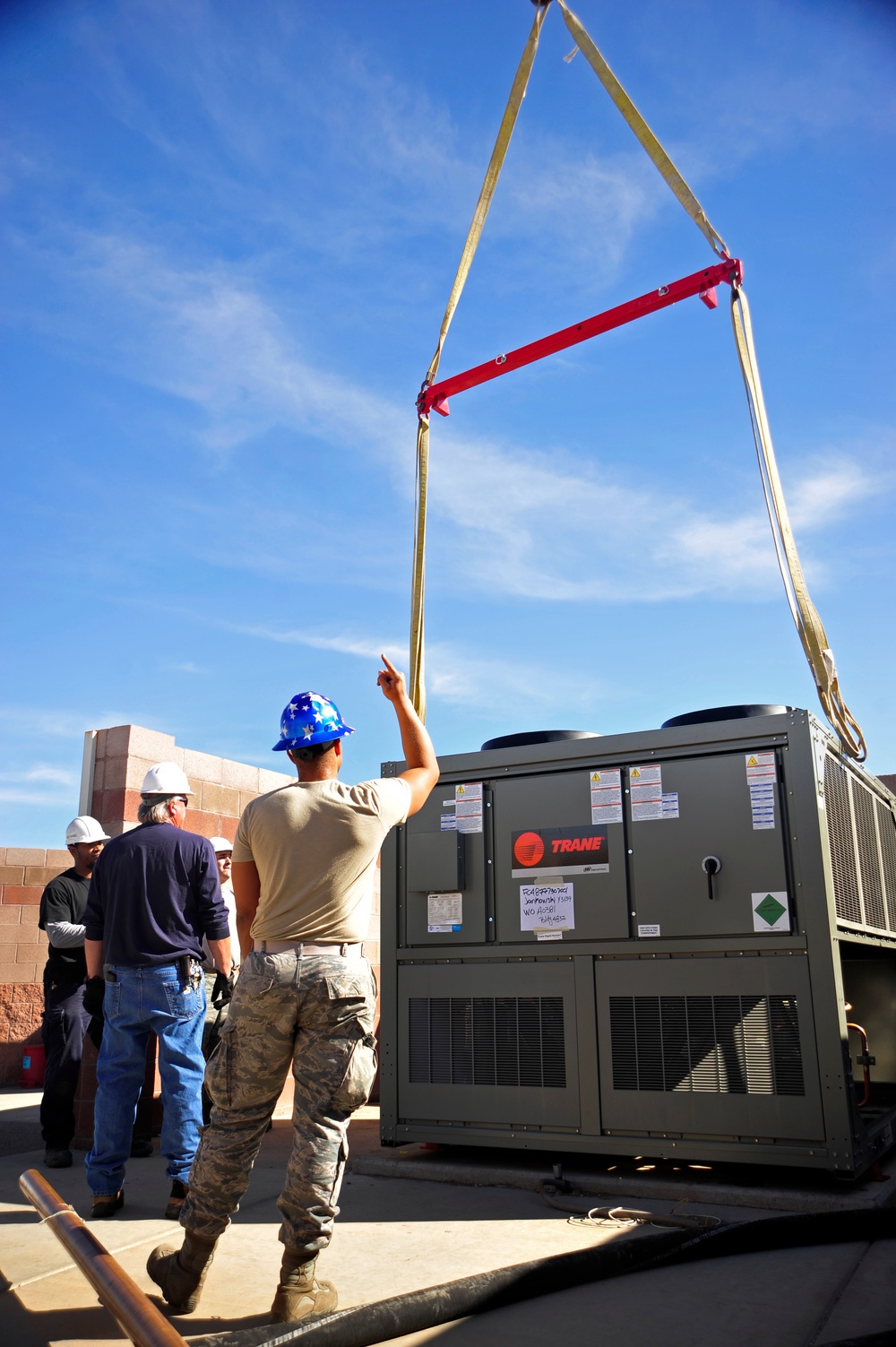 HVAC team installs a new chiller