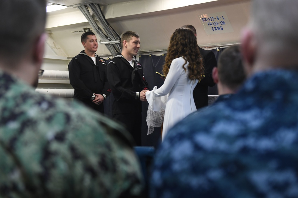 Sailor gets married aboard John C. Stennis