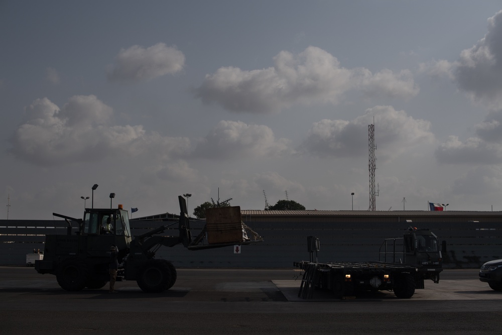 Airmen conduct cargo operations in East Africa