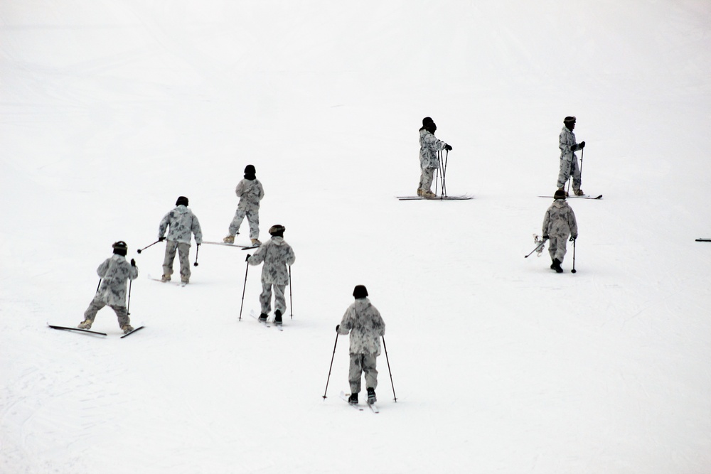 Cold-Weather Operations Course 18-03 students learn to ski during training at Fort McCoy