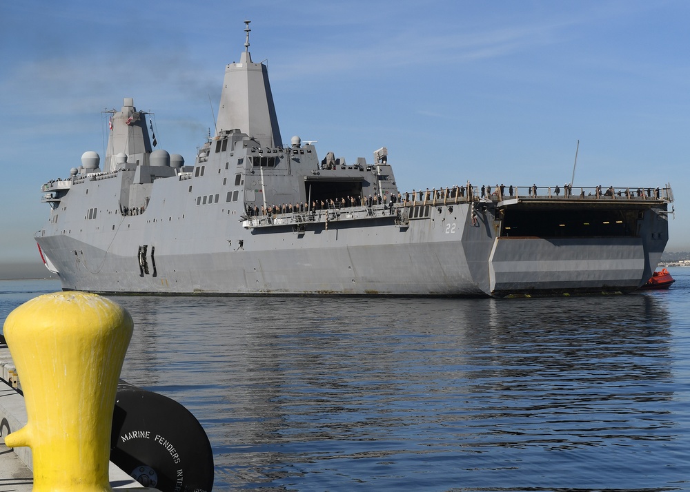 USS San Diego (LPD 22) Returns to Naval Base San Diego