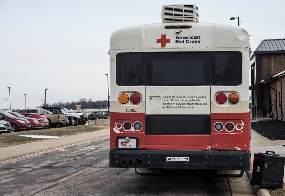 Members of the 179th Airlift Wing Donate Blood To Red Cross Blood Mobile