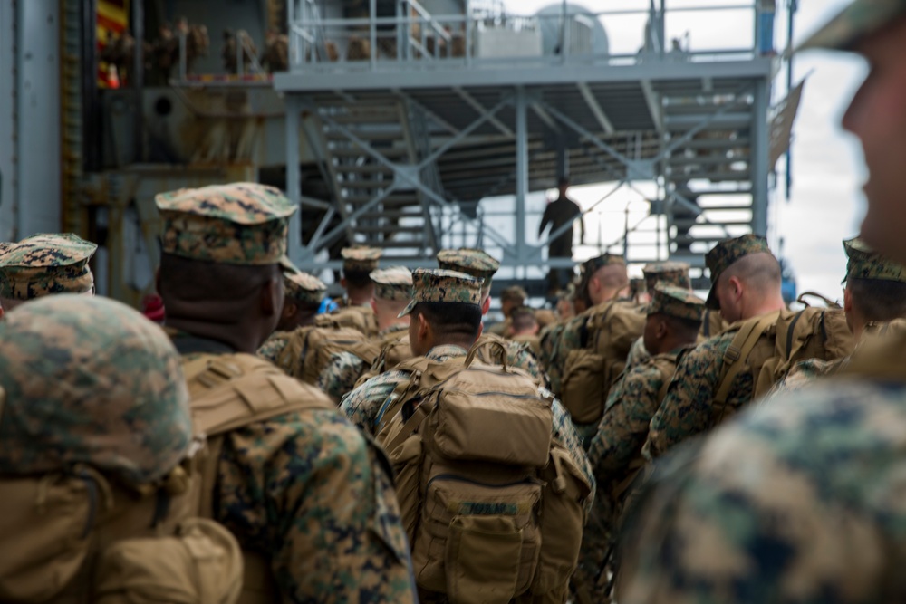 Americas Battalion prepares to embark on an amphibious assault ship