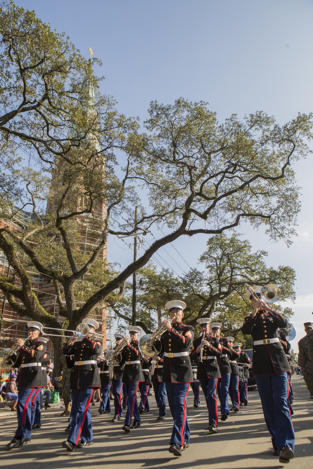 Marines with Marine Corps Support Facility New Orleans attend Krewe of Alla Mardi Gras parade