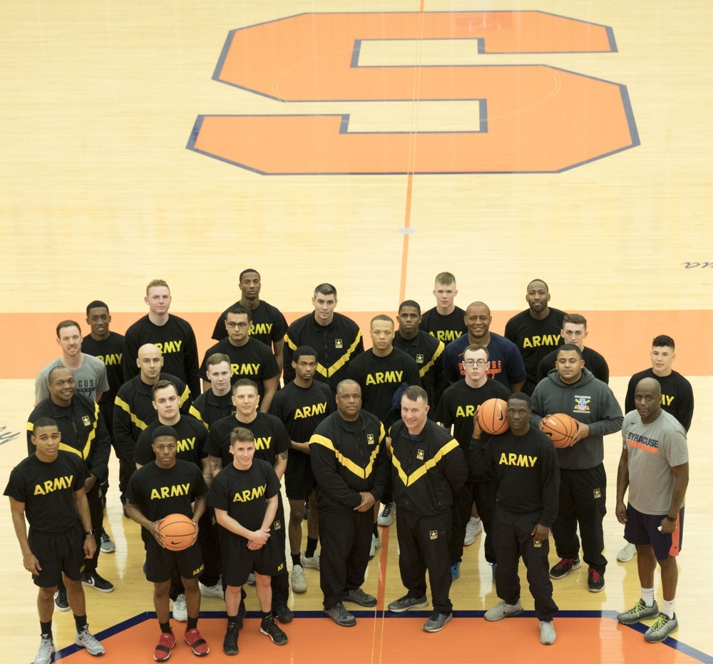 10th Mountain Division Soldiers participate in Community Outreach event with Syracuse University Basketball Team
