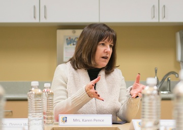 Karen Pence visits the Mild Traumatic Brain Injury Clinic at DoD-V.A. Joint Venture Hospital at JBER