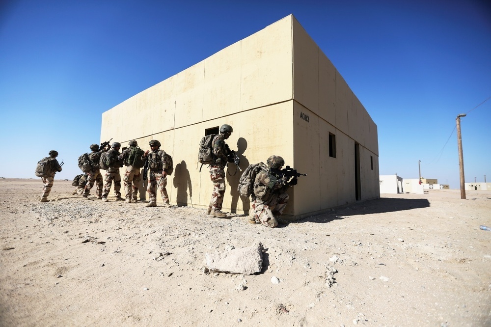 French army performs military operations on urban terrain training