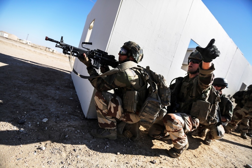 French army performs military operations on urban terrain training
