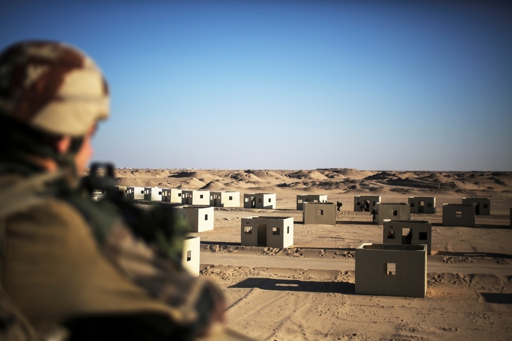 French army performs military operations on urban terrain training