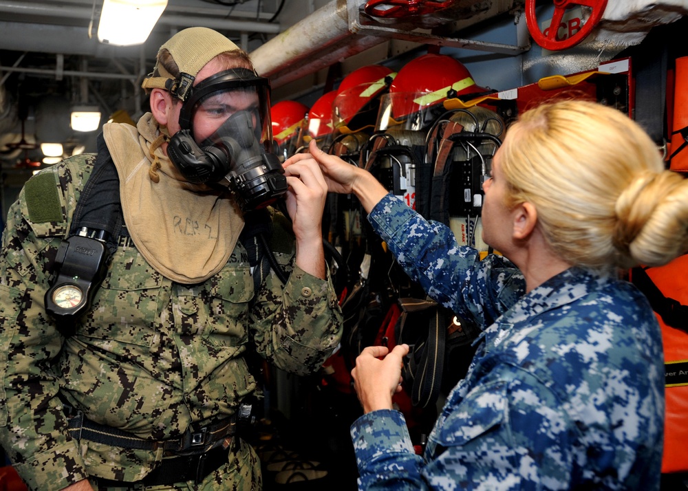 Damage Control Training aboard USS Emory S. Land (AS 39)