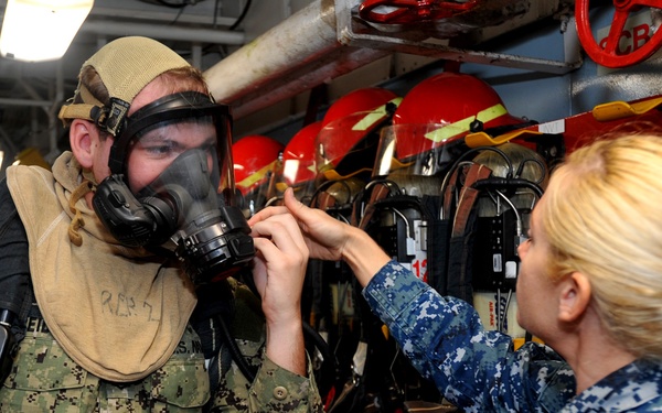 Damage Control Training aboard USS Emory S. Land (AS 39)