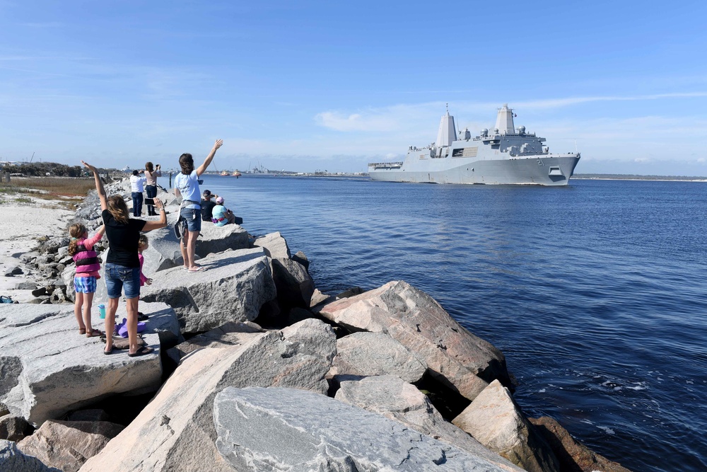 USS New York Departs Naval Station Mayport