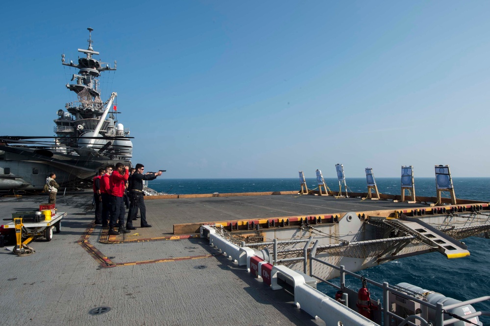 USS Bonhomme Richard (LHD 6) Sailors Qualify 9mm During Gun Shoot