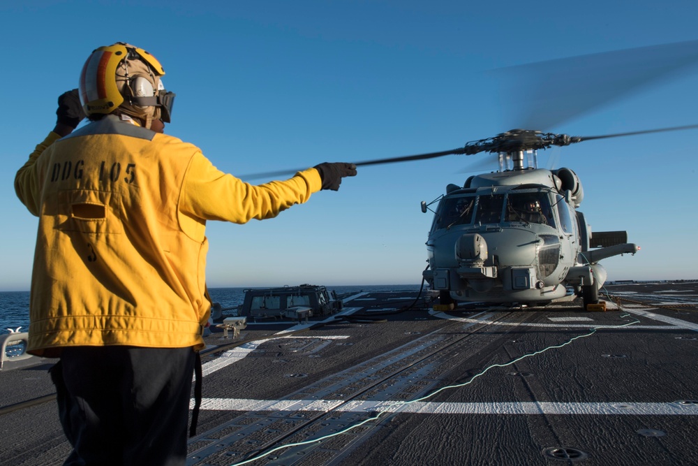 Dewey conducts flight operations