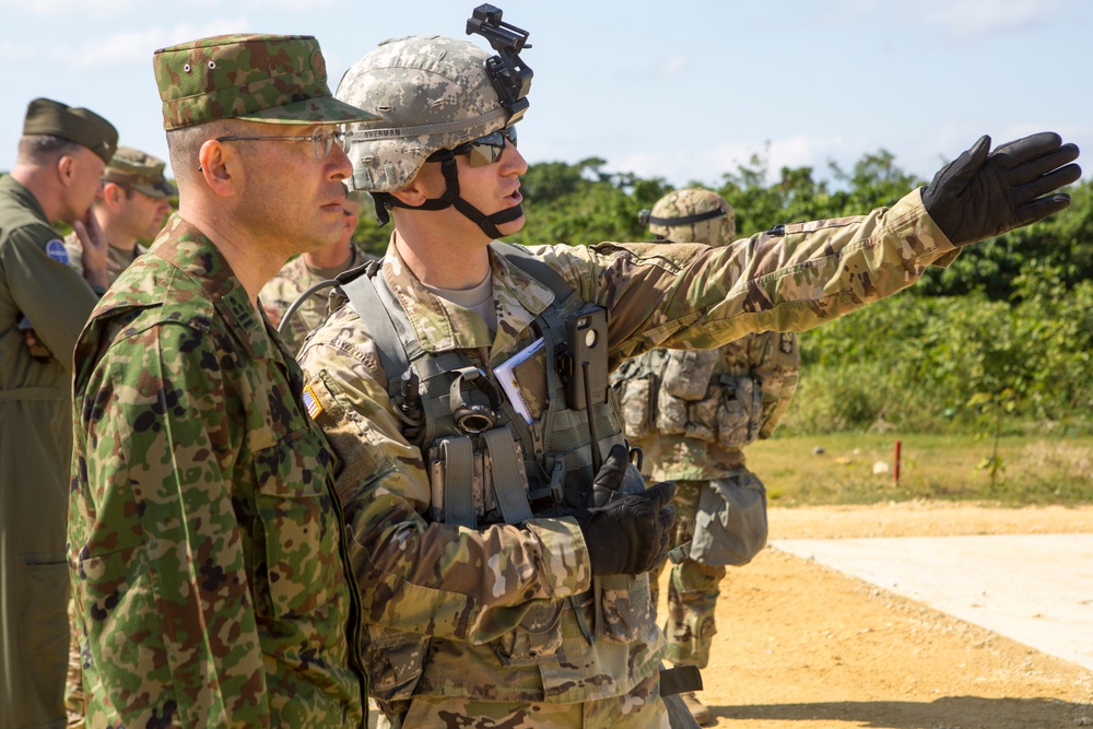 Soldiers with 1-1 ADA host a tour for JGSDF leadership on MCAS Futenma