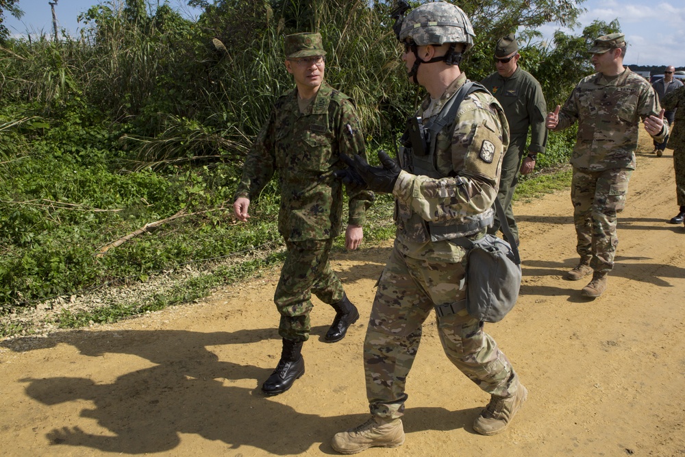 Soldiers with 1-1 ADA host a tour for JGSDF leadership on MCAS Futenma