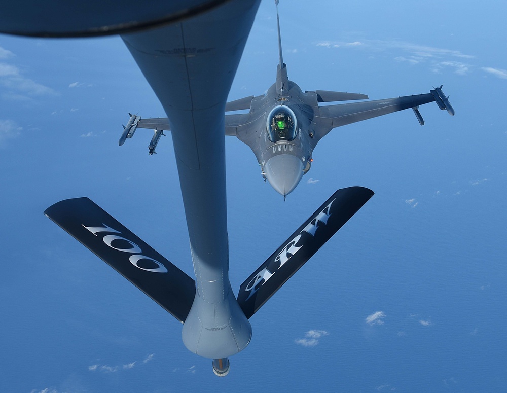 KC-135 Refuels F-16s during Theater Security Package