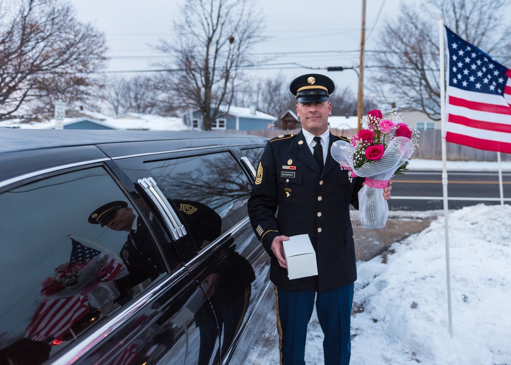 Illinois National Guard Soldier escorts Gold Star Daughter to Father-Daughter Dance