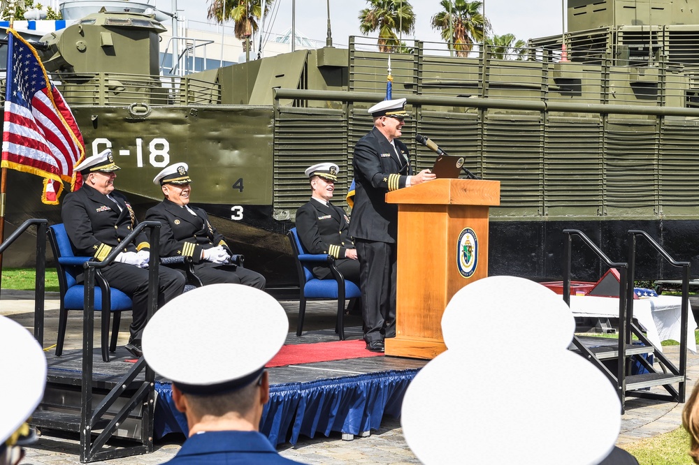 Capt. Edwin A. Tyler speaks during his retirement ceremony