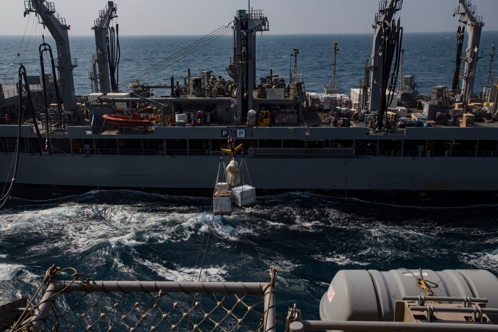 USS Bonhomme Richard receives resupply at sea