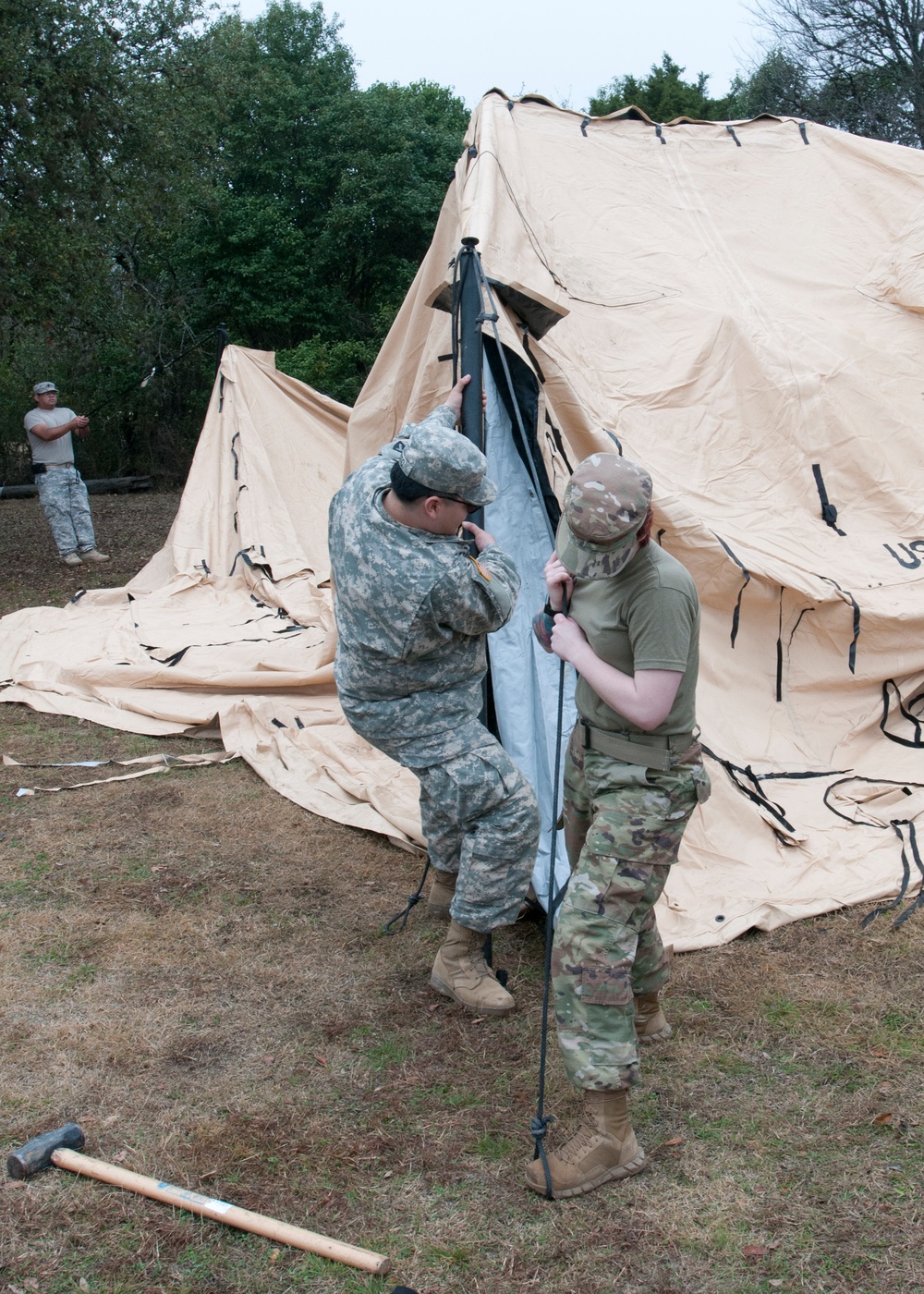 HSC set up portable field tent during drill