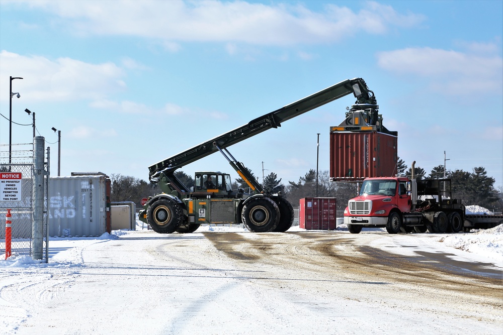 Container loading operations at Fort McCoy