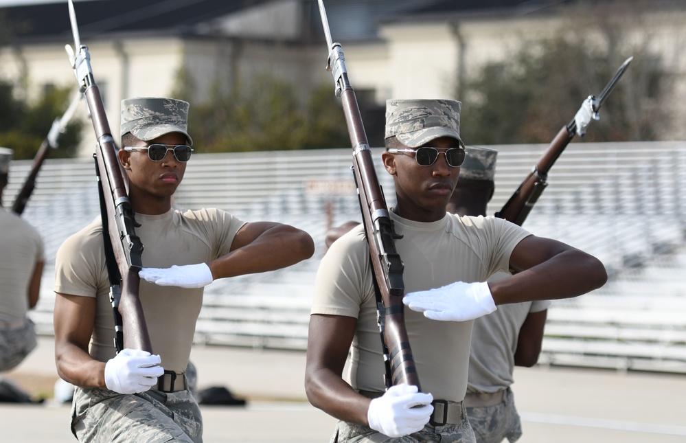 U.S. AF Honor Guard Drill Team practices new routine