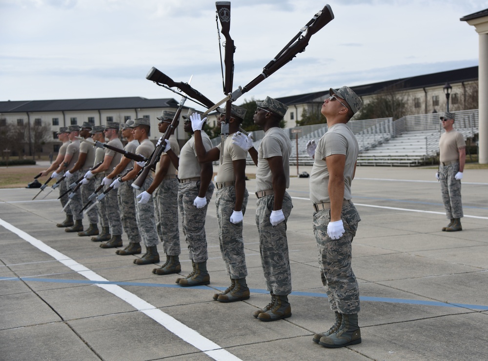 U.S. AF Honor Guard Drill Team practices new routine