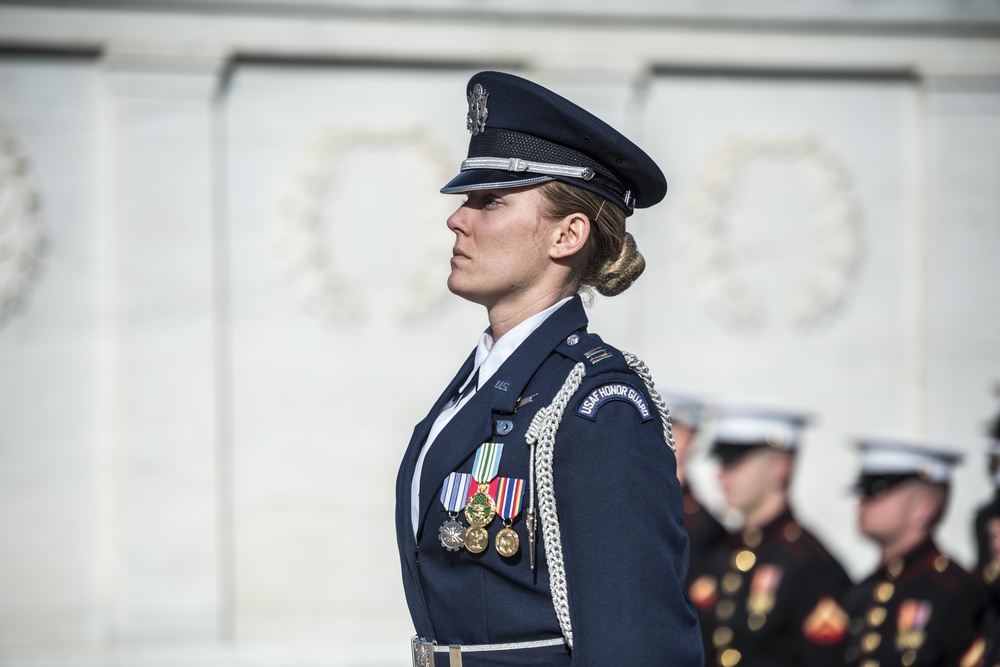 Chief of the Defence Staff of the French Armed Forces Gen. François Lecointre Participates in an Armed Forces Full Honors Wreath-Laying Ceremony at the Tomb of the Unknown Soldier