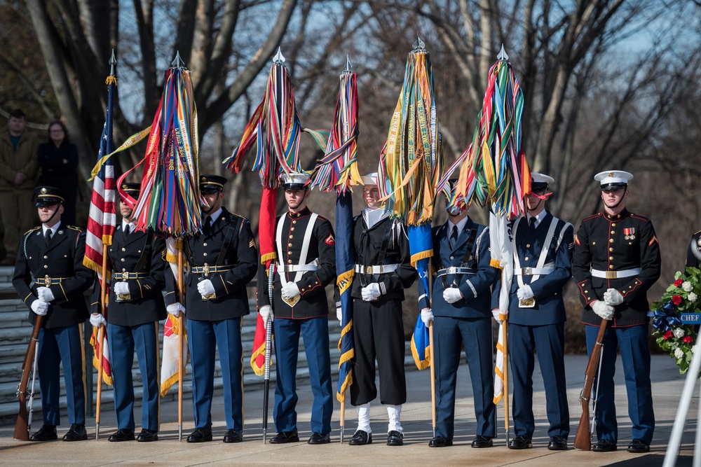 Chief of the Defence Staff of the French Armed Forces Gen. François Lecointre Participates in an Armed Forces Full Honors Wreath-Laying Ceremony at the Tomb of the Unknown Soldier