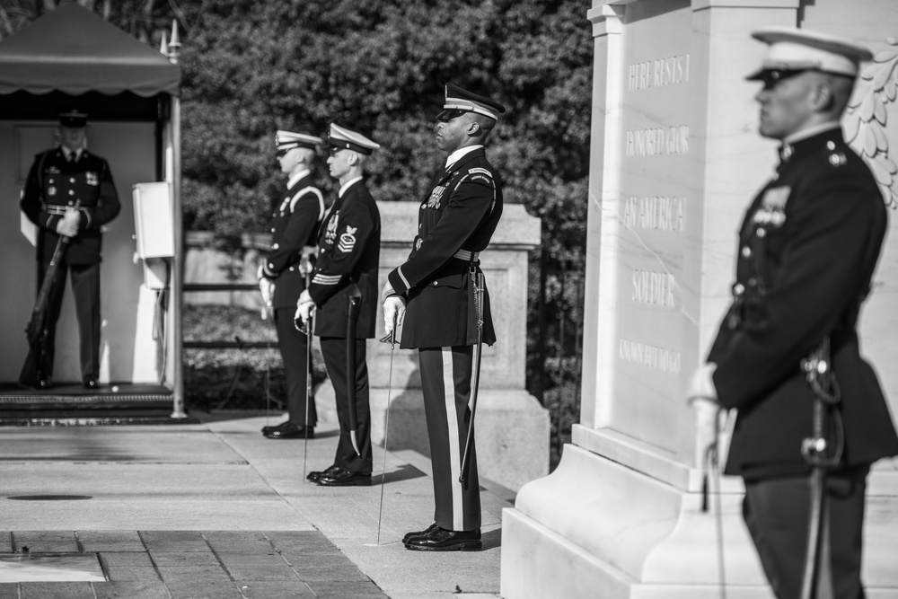Chief of the Defence Staff of the French Armed Forces Gen. François Lecointre Participates in an Armed Forces Full Honors Wreath-Laying Ceremony at the Tomb of the Unknown Soldier