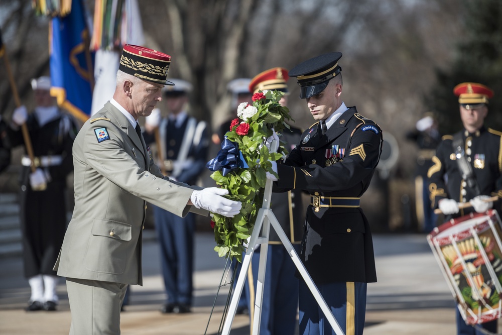Chief of the Defence Staff of the French Armed Forces Gen. François Lecointre Participates in an Armed Forces Full Honors Wreath-Laying Ceremony at the Tomb of the Unknown Soldier