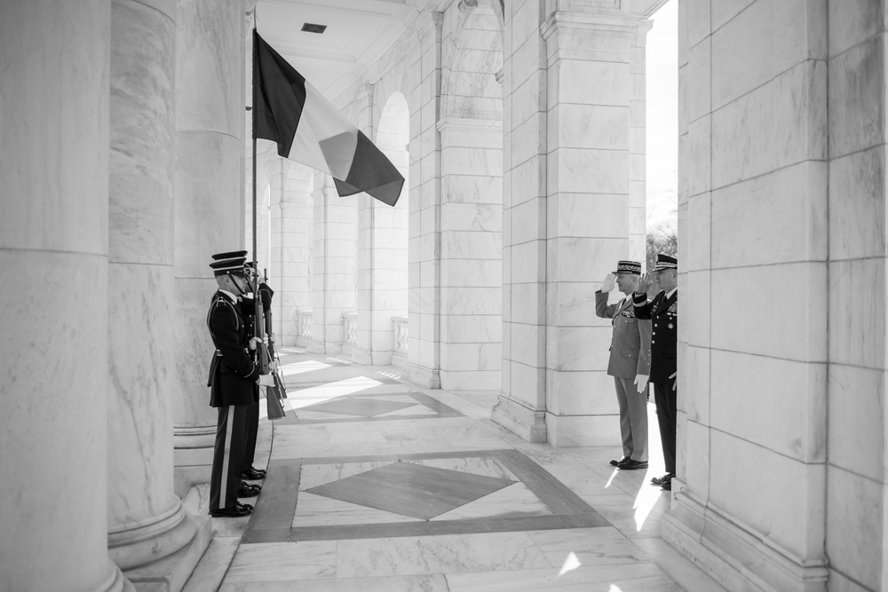 Chief of the Defence Staff of the French Armed Forces Gen. François Lecointre Participates in an Armed Forces Full Honors Wreath-Laying Ceremony at the Tomb of the Unknown Soldier