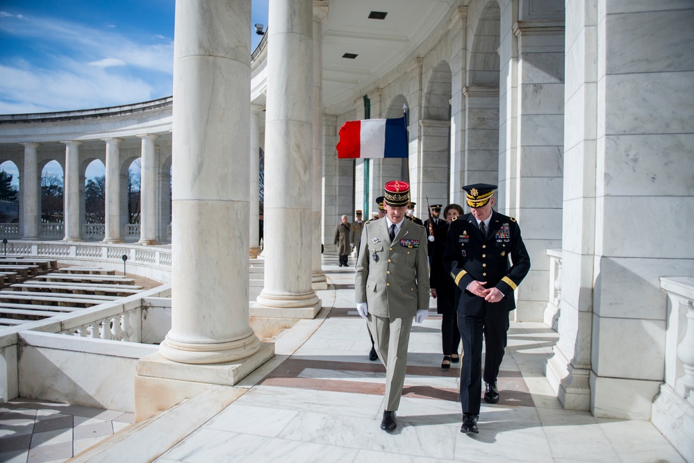 Chief of the Defence Staff of the French Armed Forces Gen. François Lecointre Participates in an Armed Forces Full Honors Wreath-Laying Ceremony at the Tomb of the Unknown Soldier