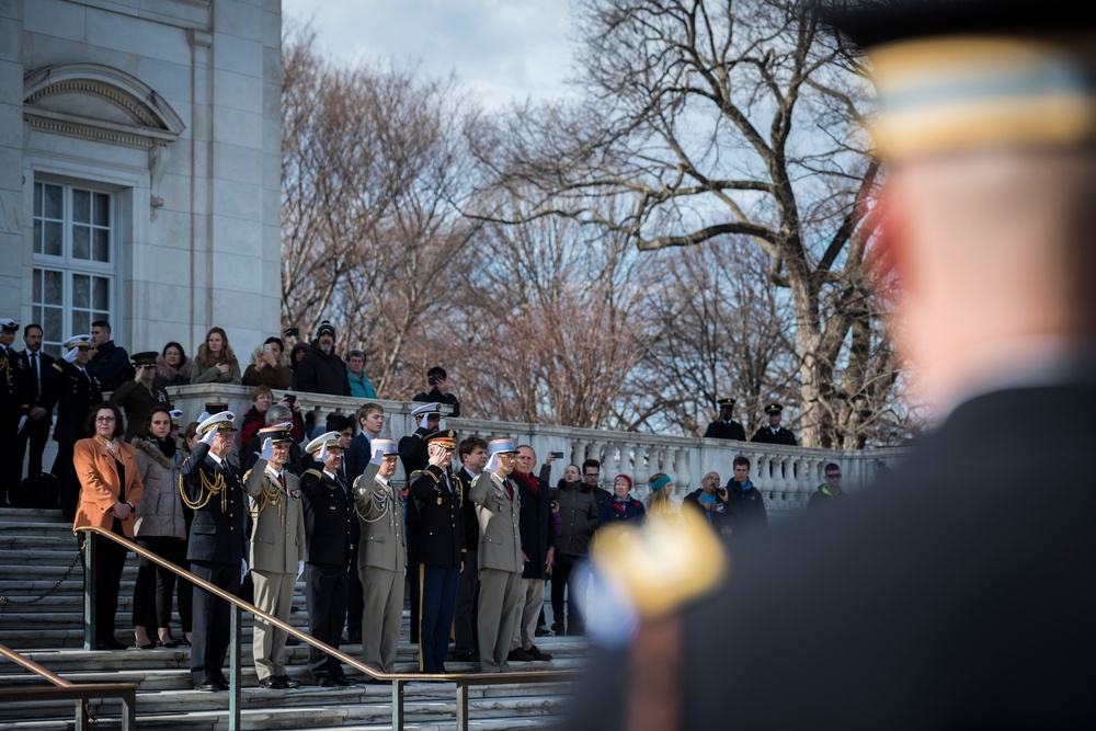 Chief of the Defence Staff of the French Armed Forces Gen. François Lecointre Participates in an Armed Forces Full Honors Wreath-Laying Ceremony at the Tomb of the Unknown Soldier