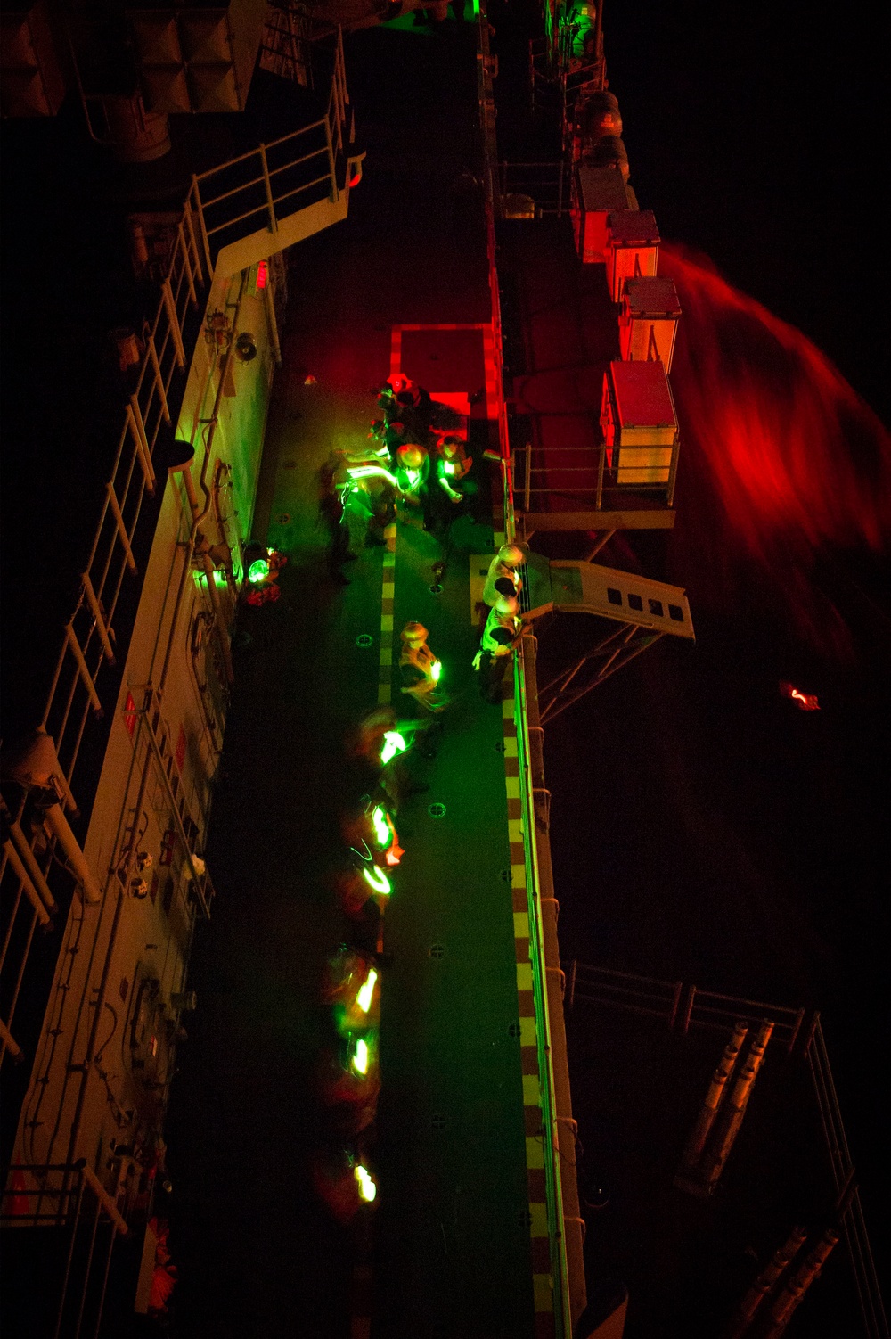 Nighttime Replenishment at Sea, USS Bonhomme Richard (LHD 6) and USNS John Ericsson (T-AO 194)