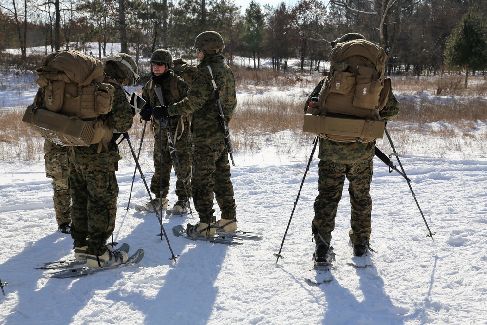Cold-Weather Operations Course students prepare for snowshoe training