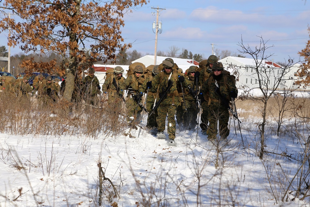 Cold-Weather Operations Course students participate in snowshoe training at Fort McCoy