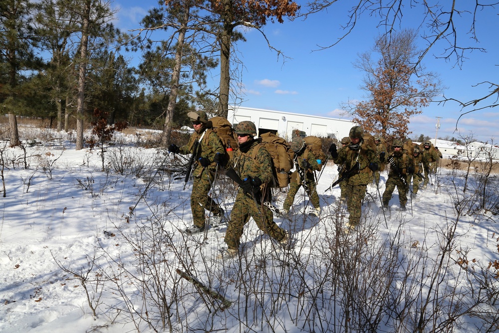 Cold-Weather Operations Course students participate in snowshoe training at Fort McCoy