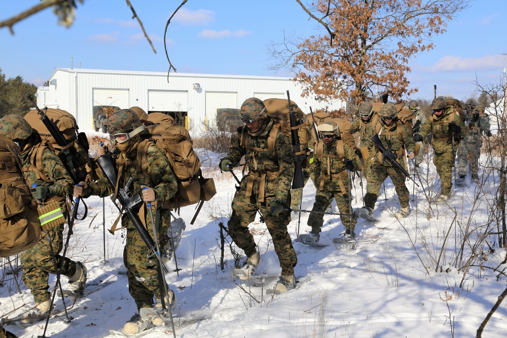 Cold-Weather Operations Course students participate in snowshoe training at Fort McCoy