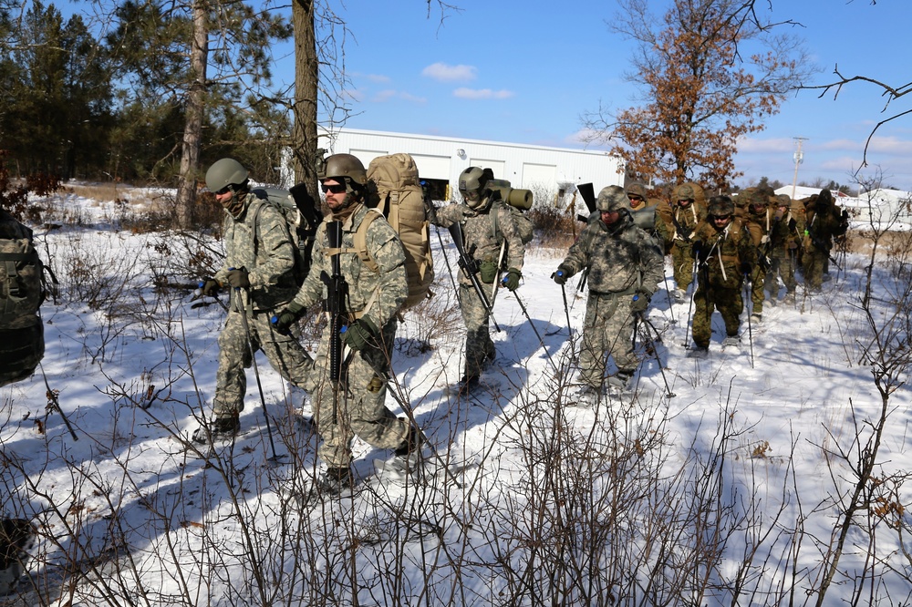 Cold-Weather Operations Course students participate in snowshoe training at Fort McCoy