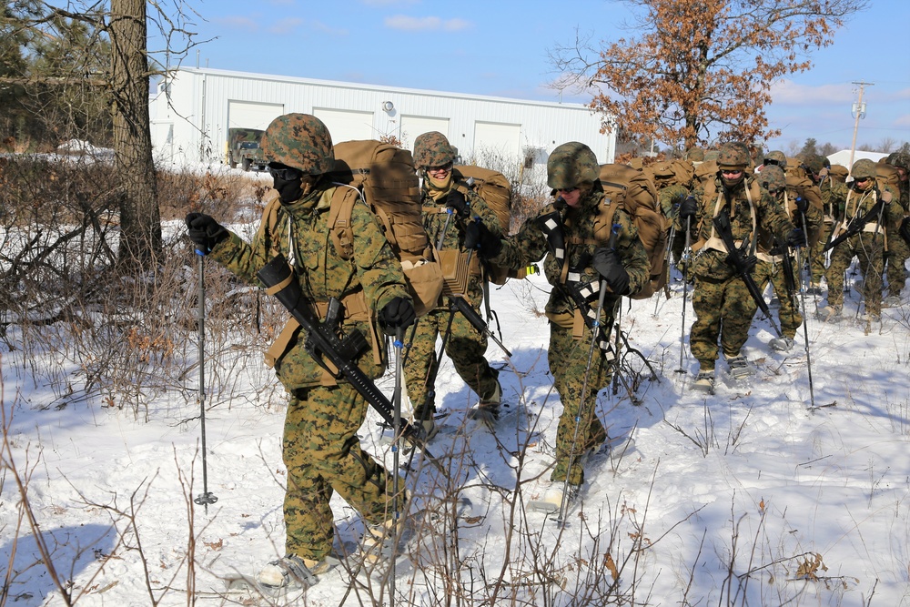 Cold-Weather Operations Course students participate in snowshoe training at Fort McCoy