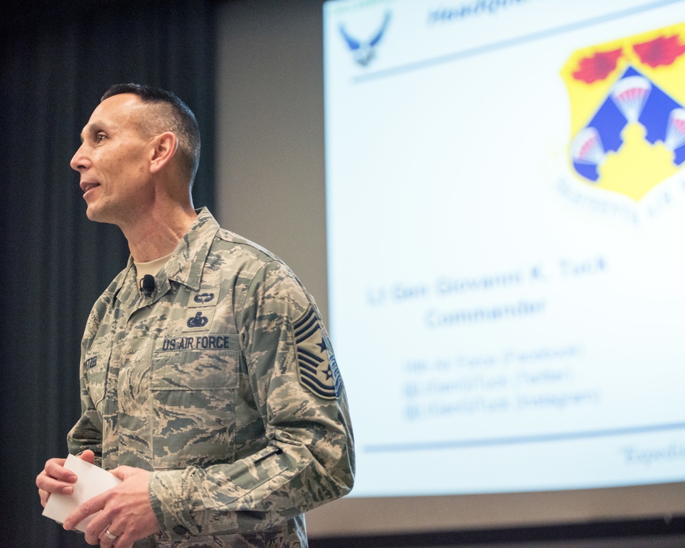 18th AF Command Chief visits Travis
