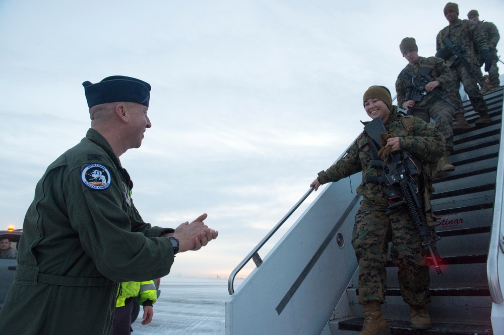 Marines land at JBER for Arctic Edge 2018