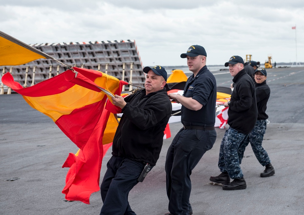 GHWB is the flagship of Carrier Strike Group (CSG) 2, which is comprised of the staff of CSG-2; GHWB; the nine squadrons and staff of Carrier Air Wing (CVW) 8; Destroyer Squadron (DESRON) 22 staff and guided-missile destroyers USS Laboon (DDG 58) and US..