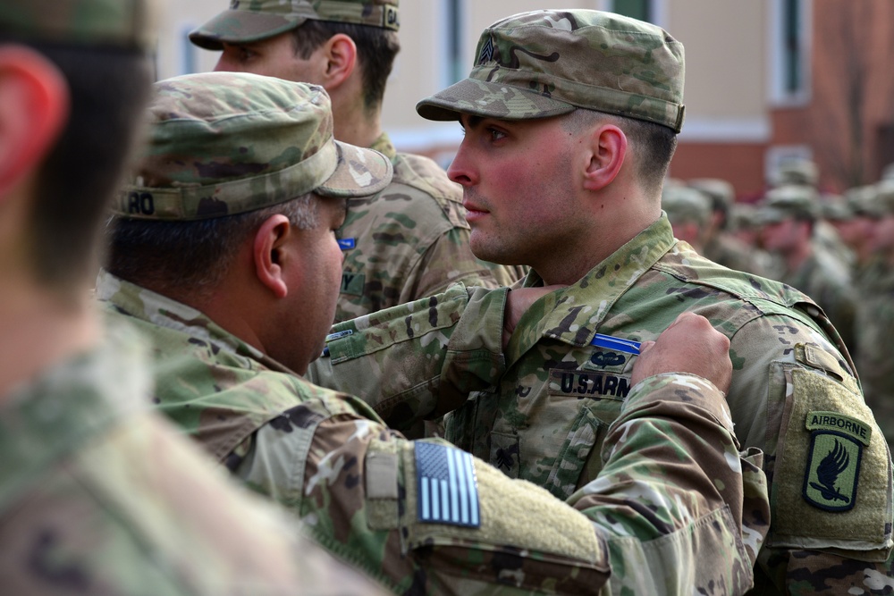 EXPERT INFANTRYMAN BADGE Ceremony at Caserma Del Din, Vicenza, Italy, 15 Feb. 2018