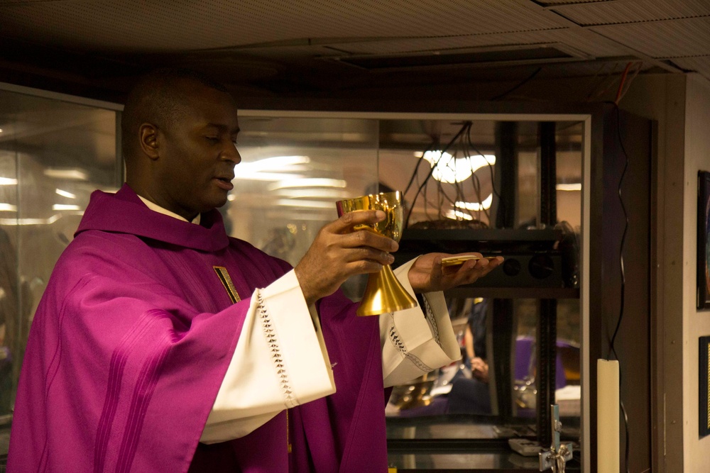 USS New York celebrates Ash Wednesday