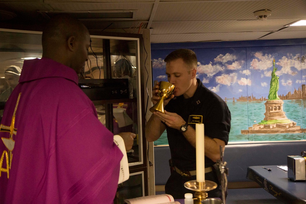 USS New York celebrates Ash Wednesday