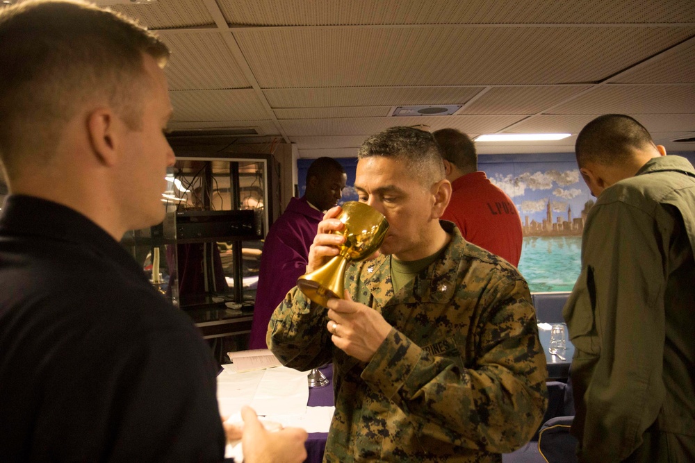 USS New York celebrates Ash Wednesday