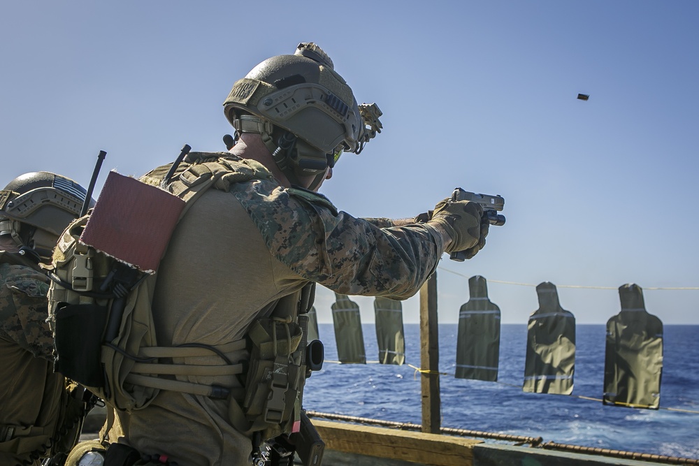 Blazing Guns: MRF Conducts Combat Marksmanship Training aboard Oak Hill